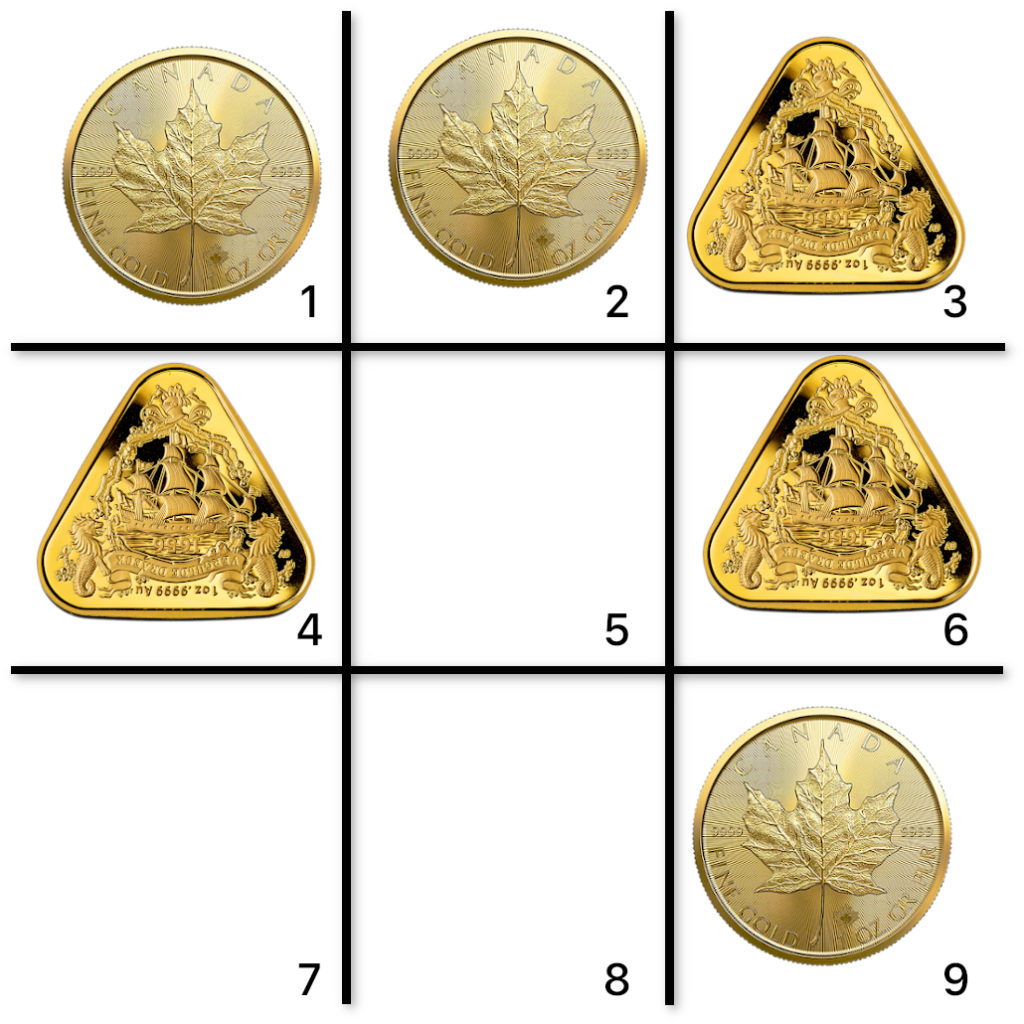 Canada Maple Leaf vs Vergulde Draeck (Gilt Dragon) Gold Coin